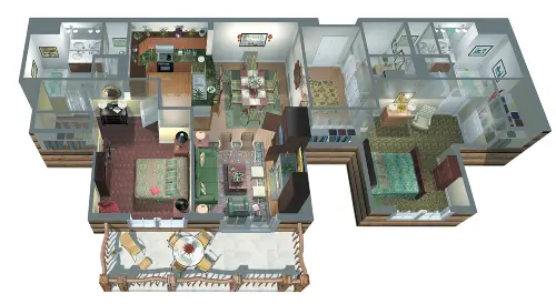 Floorplan for 2-bedroom resort residence at Ritz Carlton Club, Aspen Highlands.