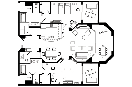 Ritz Carlton Club St. Thomas 2-bedroom Residence floorplan