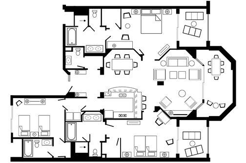 Ritz Carlton Club St. Thomas 3-bedroom residence floorplan