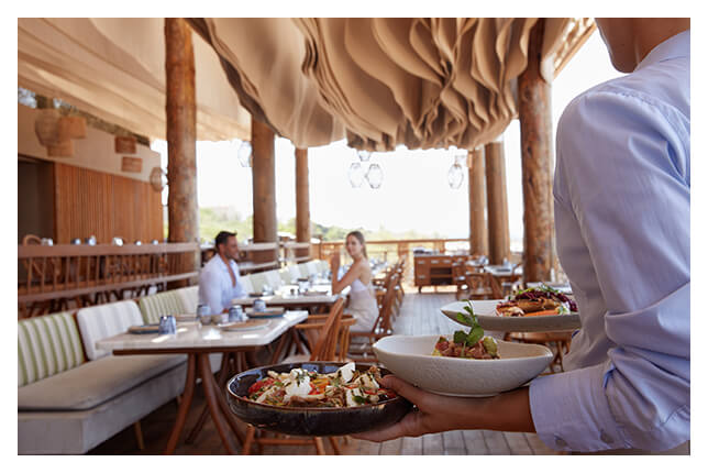 Couple sitting at an open air restaurant